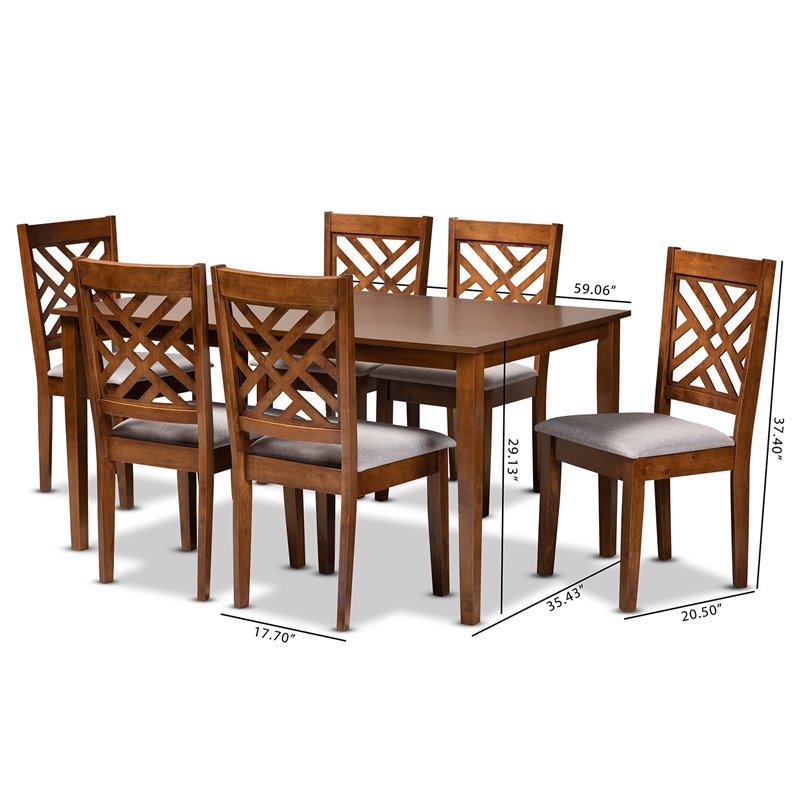Baxton Studio Grey and Walnut Brown Finished Wood 7-Piece Dining Set