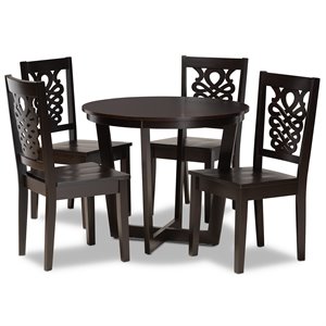 Baxton Studio Salida Transitional Dark Brown Finished Wood 5-Piece Dining Set