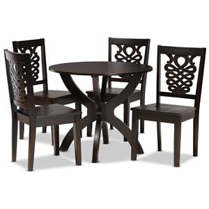 Baxton Studio Wanda Transitional Dark Brown Finished Wood 5-Piece Dining Set