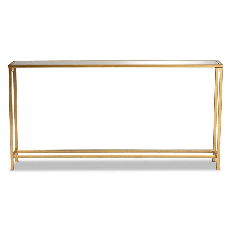 Baxton Studio Alessa Glam Gold Finished Metal and Mirrored Glass Console Table