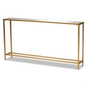 Baxton Studio Alessa Glam Gold Finished Metal and Mirrored Glass Console Table