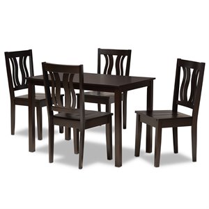 Baxton Studio Zamira Transitional Dark Brown Finished Wood 5-Piece Dining Set
