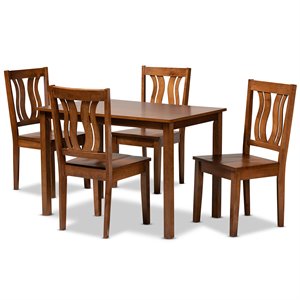 Baxton Studio Zamira Transitional Walnut Brown Finished Wood 5-Piece Dining Set