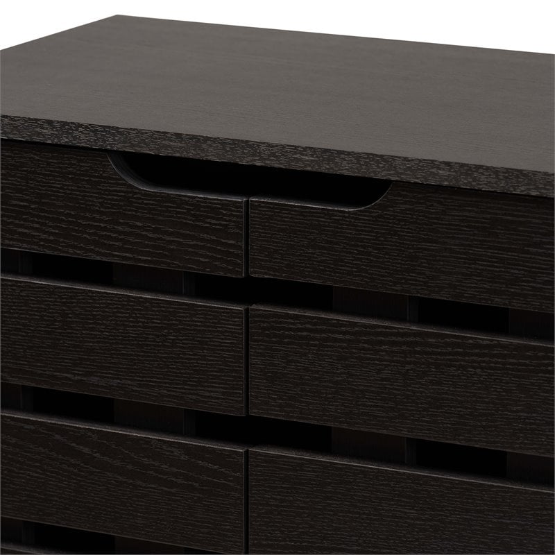 Baxton Studio Ernest Dark Brown Finished Wood 2-Door Shoe Storage Cabinet