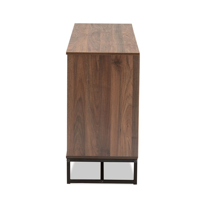 Baxton Studio Neil Brown Finished Wood and Black Metal Dining Room Buffet