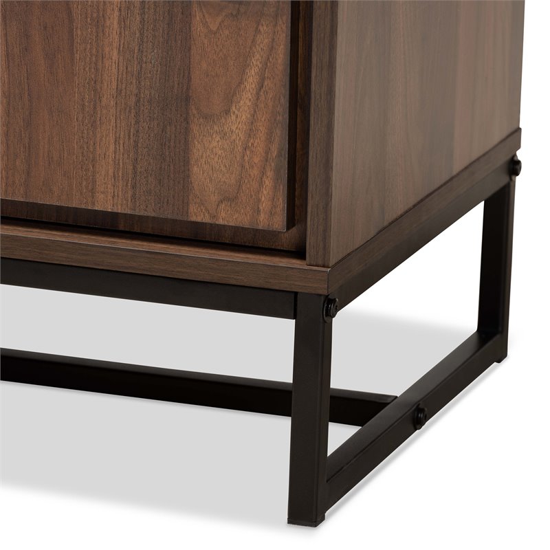 Baxton Studio Neil Brown Finished Wood and Black Metal Dining Room Buffet