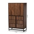 Baxton Studio Neil Brown Finished Wood and Black Finished Metal Storage Cabinet