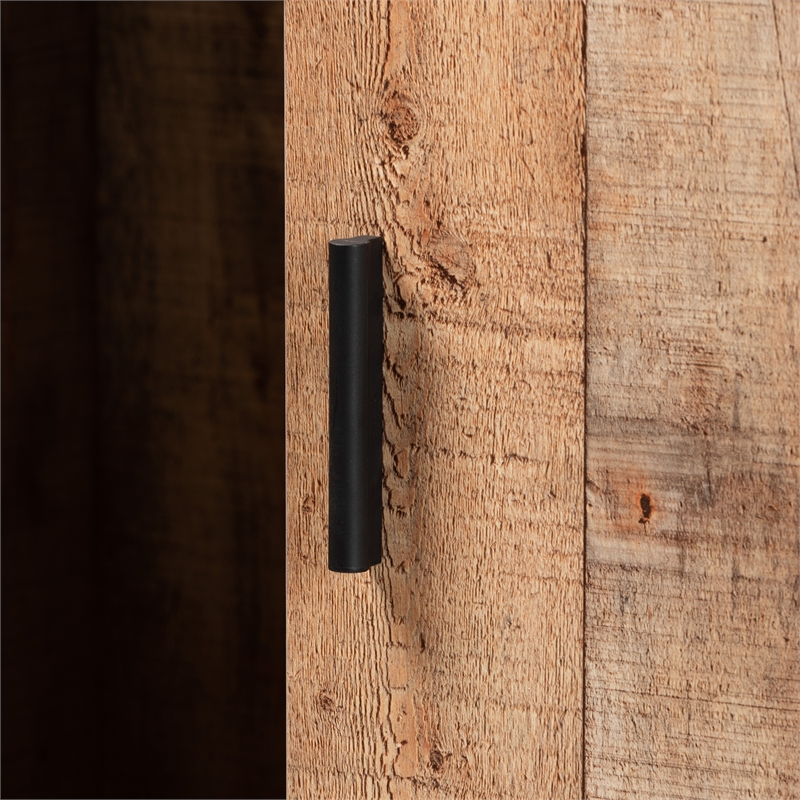 Baxton Studio Mathis Brown Finished Wood and Black Finished Wine Cabinet