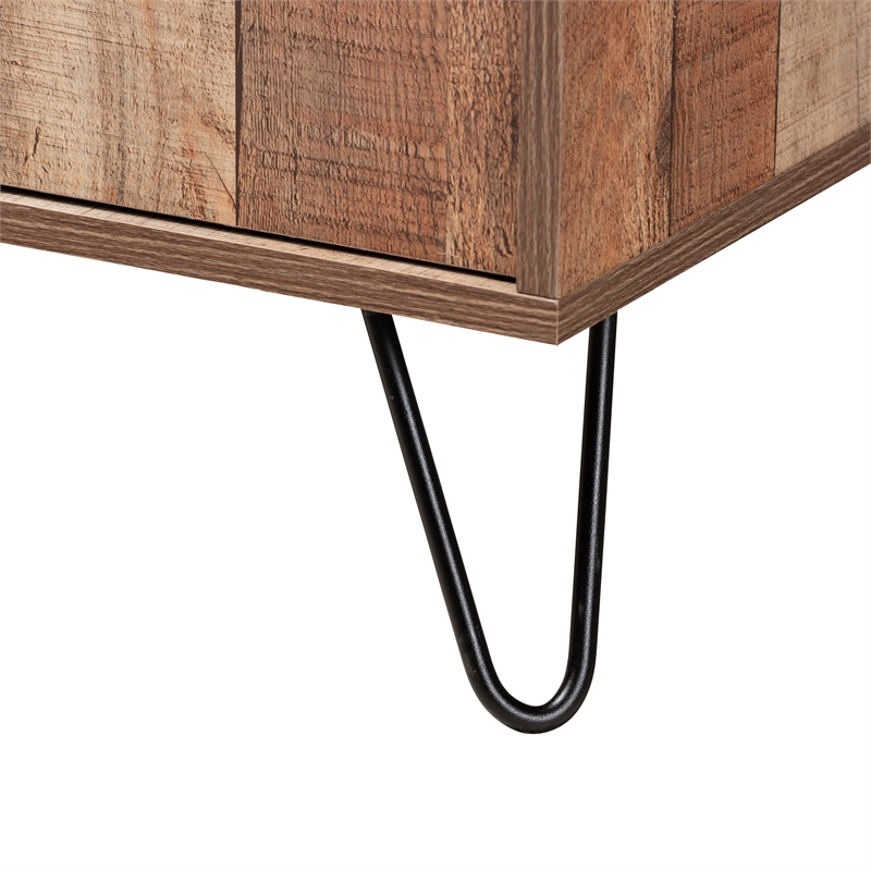 Baxton Studio Mathis Brown Finished Wood and Black Finished Wine Cabinet