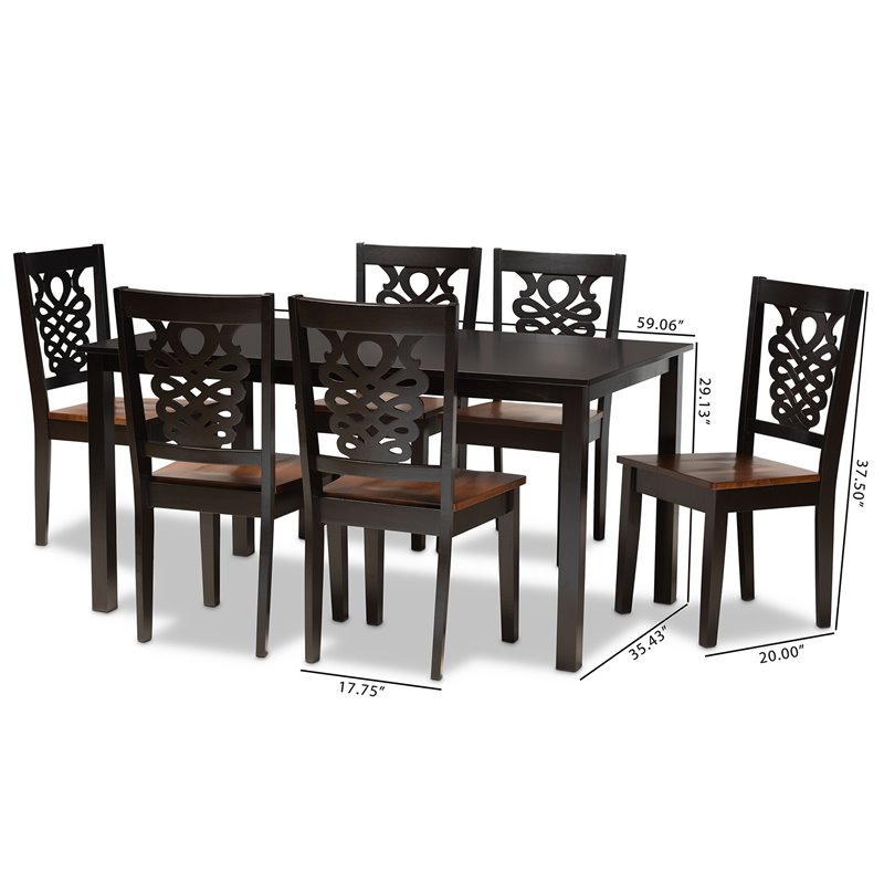 Baxton Studio Luisa Two-Tone Brown Finished Wood 7-Piece Dining Set