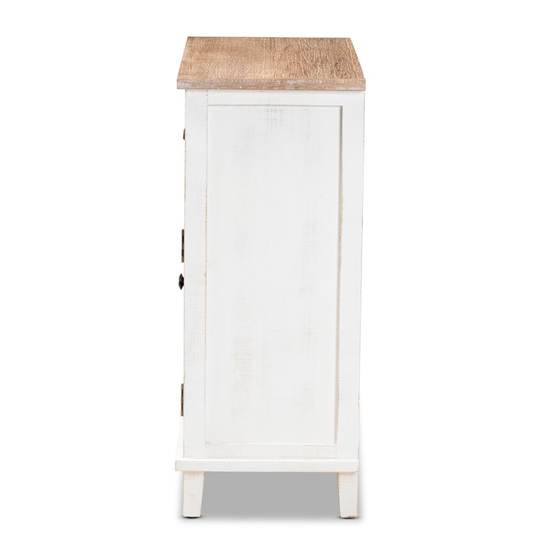 Baxton Studio Glynn White and Oak Brown Finished Wood 2-Door Storage Cabinet