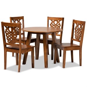 Baxton Studio Mina Walnut Brown Finished Wood 5-Piece Dining Set