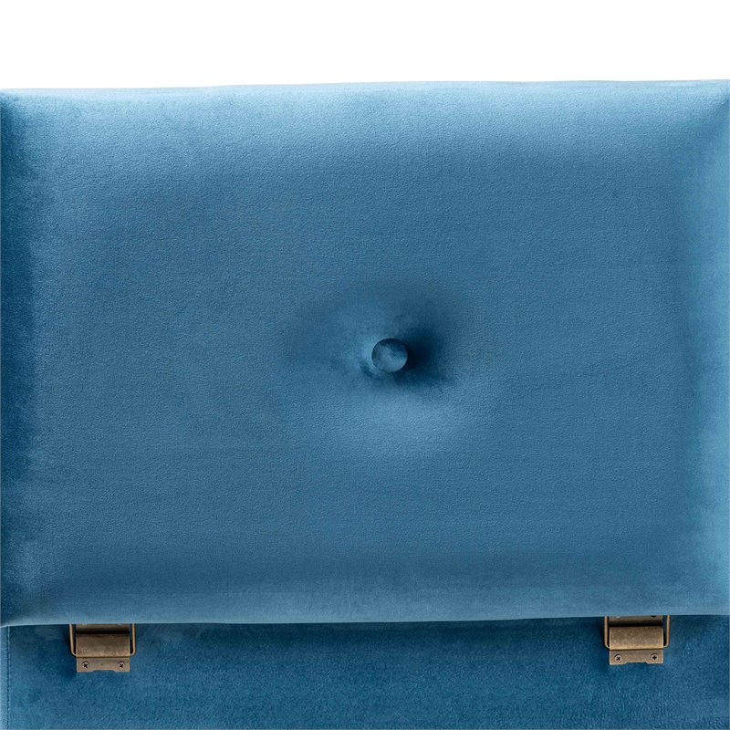 Baxton Studio Elias Sky Blue Velvet and Brown Finished Wood Storage Ottoman