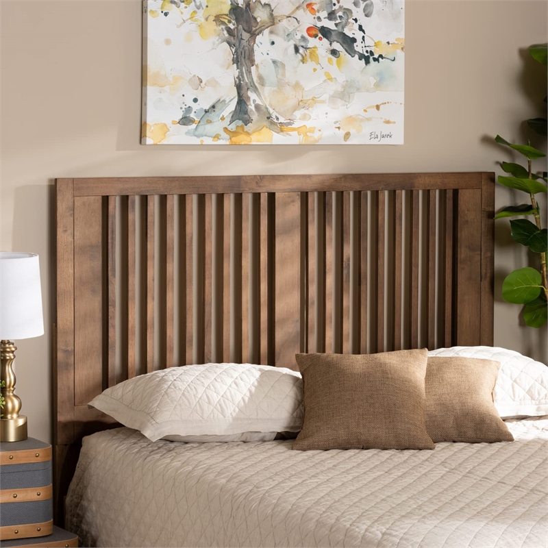 Baxton Studio Harena Ash Walnut Finished Wood Full Size Headboard