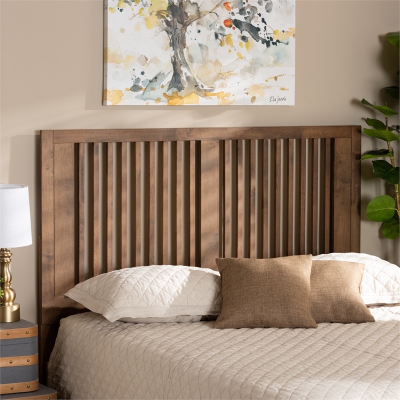 Baxton Studio Harena Ash Walnut Finished Wood Queen Size Headboard