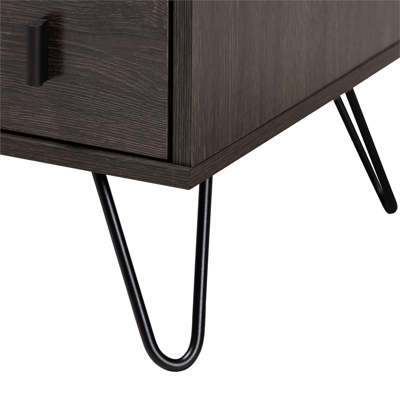 Baxton Studio Glover Brown Finished Metal 2-Drawer Nightstand