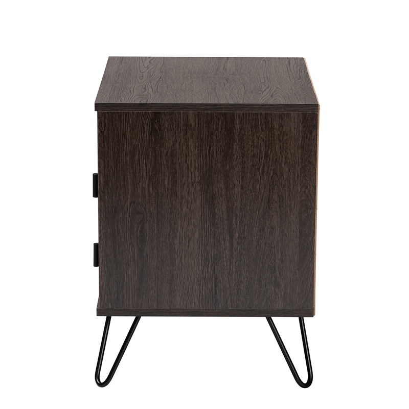 Baxton Studio Glover Brown Finished Metal 2-Drawer Nightstand
