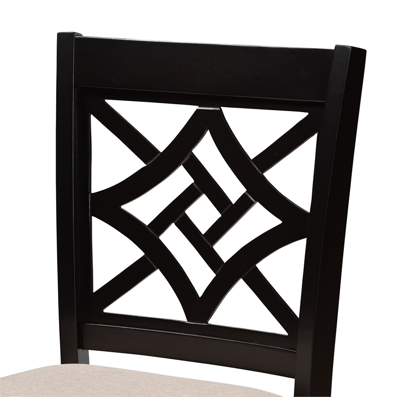 Baxton Studio Nicolette Sand Dark Brown Finished Wood 2-Piece Counter Stool Set