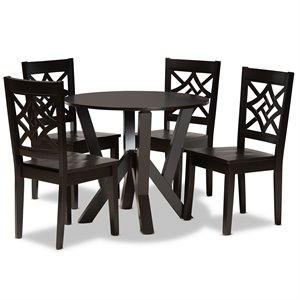 Baxton Studio Kaila Dark Brown Finished Wood 5-Piece Dining Set