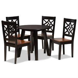 Baxton Studio Rava Brown and Brown Finished Wood 5-Piece Dining Set