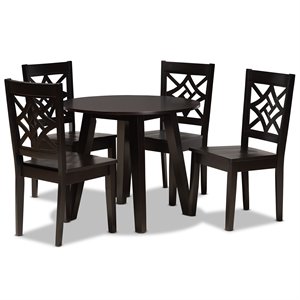 Baxton Studio Rava Dark Brown Finished Wood 5-Piece Dining Set