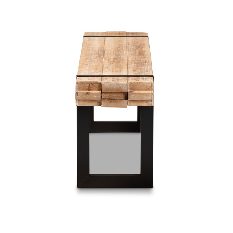 Baxton Studio Henson Brown Finished Wood and Black Finished Metal Bench