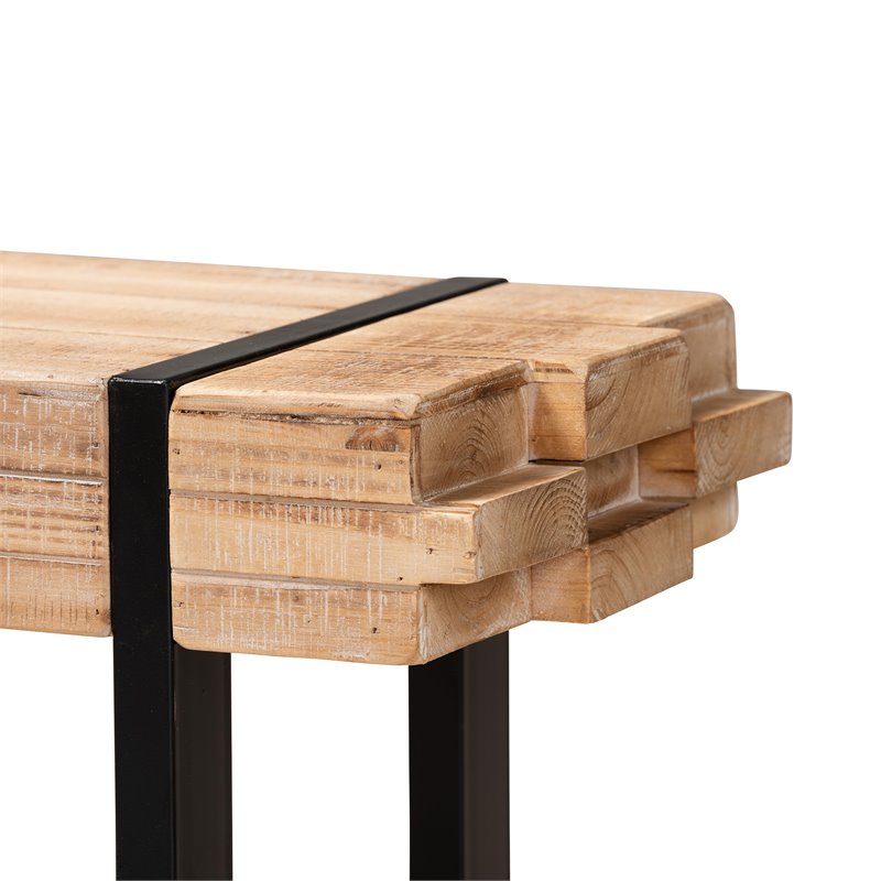 Baxton Studio Henson Brown Finished Wood and Black Finished Metal Bench