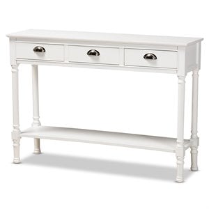 Baxton Studio Garvey  White Finished Wood 3-Drawer Entryway Console Table