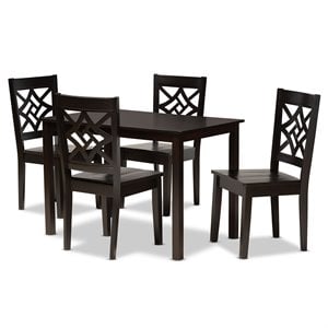 Baxton Studio Nicolette Dark Brown Finished Wood 5-Piece Dining Set