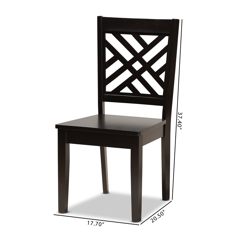 Baxton Studio Caron Brown Finished Wood 2-Piece Dining Chair Set