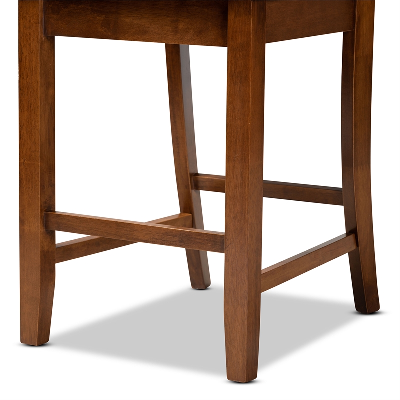 Baxton Studio Caron Walnut Brown Finished Wood 2-Piece Counter Stool Set