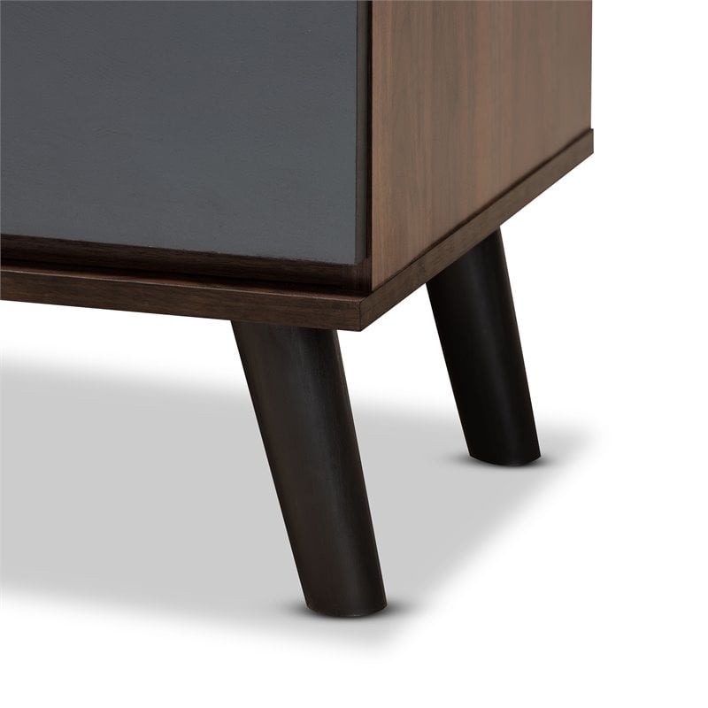 Baxton Studio Roldan Walnut and Grey Finished Wood 3-Drawer Bedroom Chest