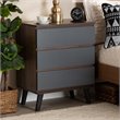 Baxton Studio Roldan Walnut and Grey Finished Wood 3-Drawer Bedroom Chest
