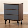 Baxton Studio Roldan Walnut and Grey Finished Wood 3-Drawer Bedroom Chest