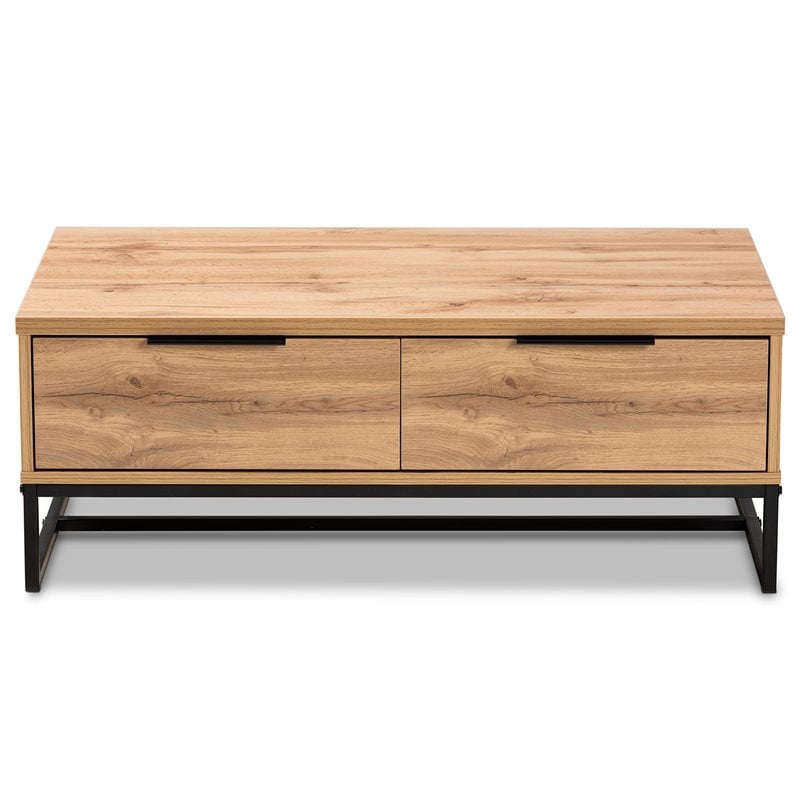 Baxton Studio Franklin Oak Brownand Black 2-Drawer Coffee Table