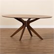 Baxton Studio Monte Modern Walnut Brown Finished Wood 71-Inch Oval Dining Table