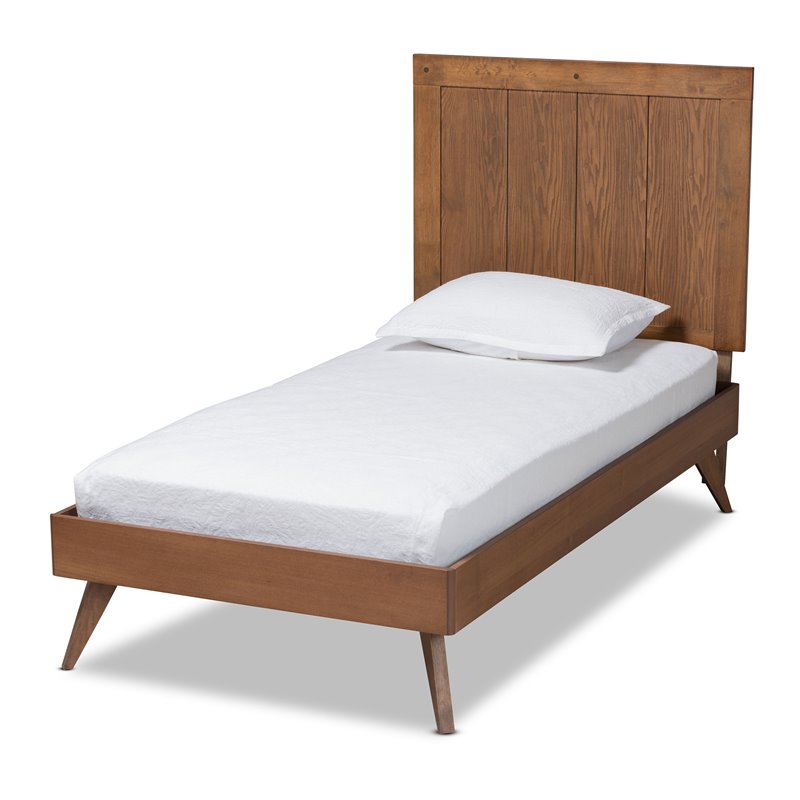 Baxton Studio Amira Ash Walnut Finished Wood Twin Size Platform Bed