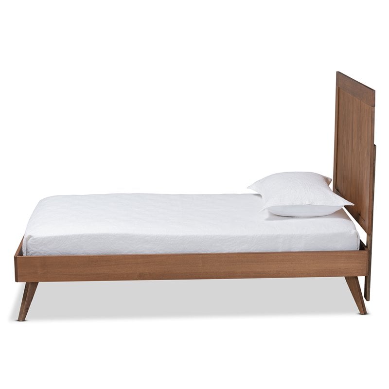 Baxton Studio Amira Ash Walnut Finished Wood Twin Size Platform Bed