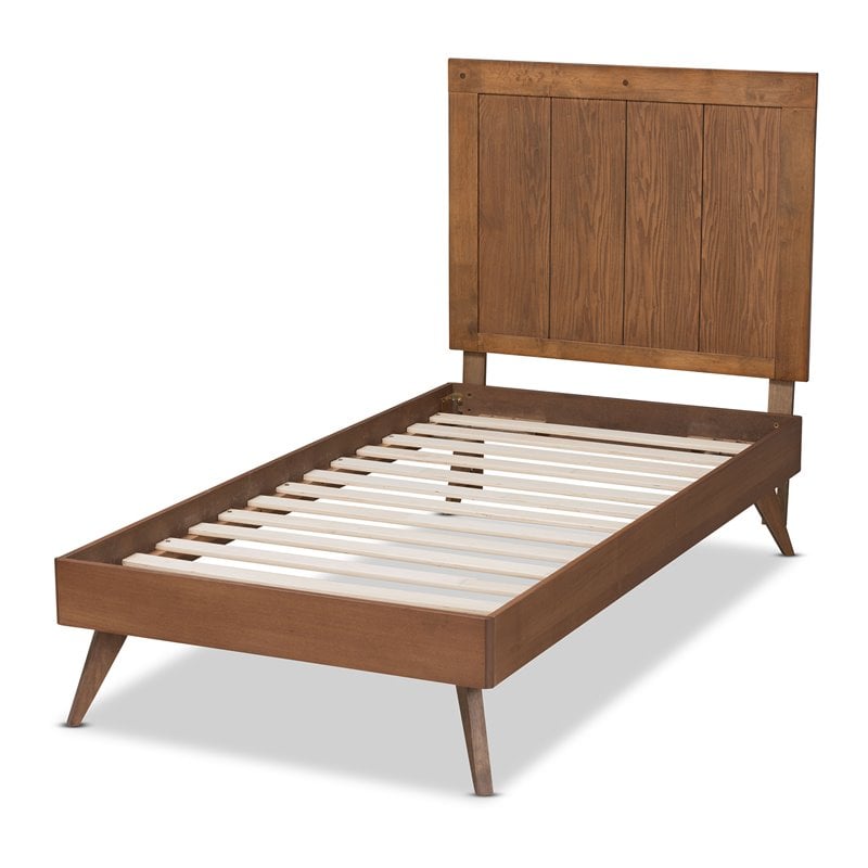 Baxton Studio Amira Ash Walnut Finished Wood Twin Size Platform Bed