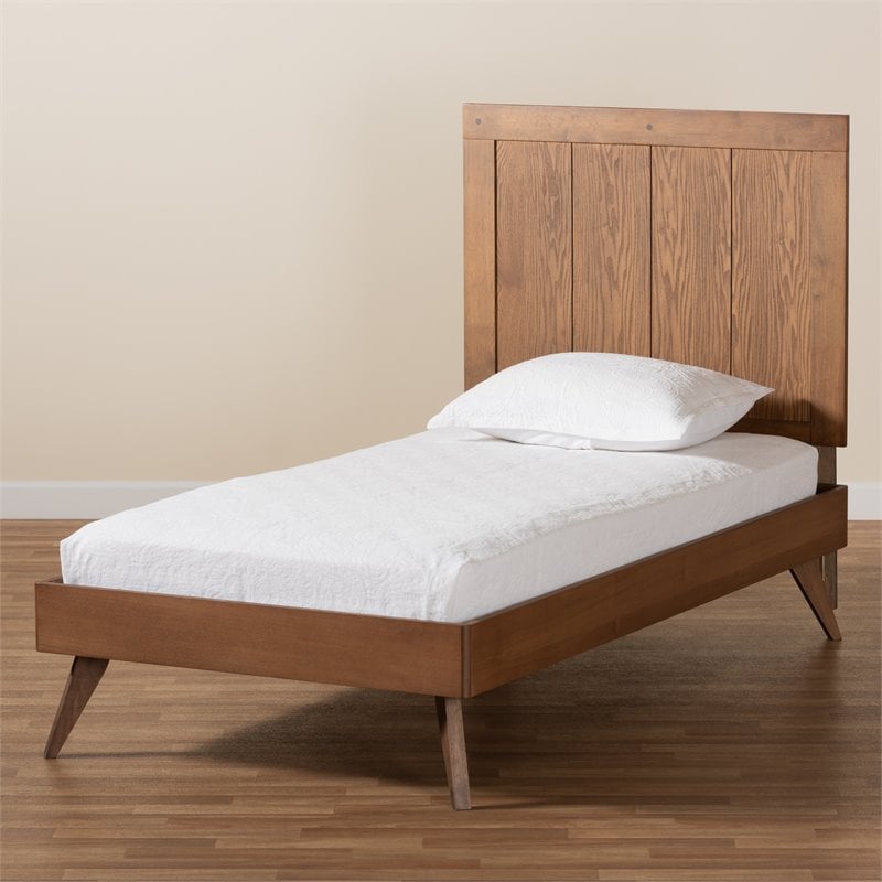 Baxton Studio Amira Ash Walnut Finished Wood Twin Size Platform Bed