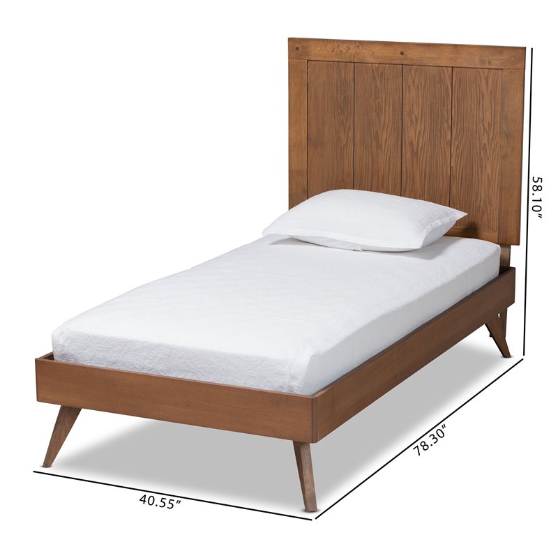 Baxton Studio Amira Ash Walnut Finished Wood Twin Size Platform Bed