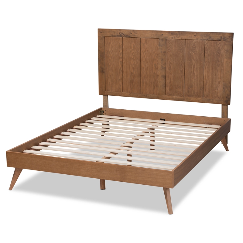 Baxton Studio Amira Ash Walnut Finished Wood King Size Platform Bed