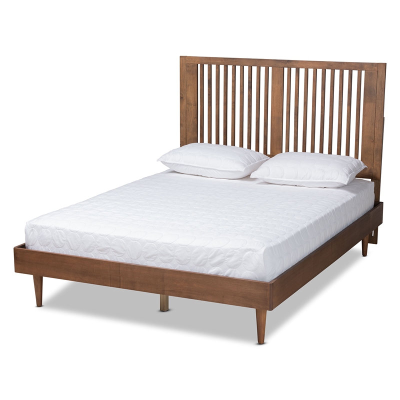 Baxton Studio Kioshi Ash Walnut Finished Wood Queen Size Platform Bed