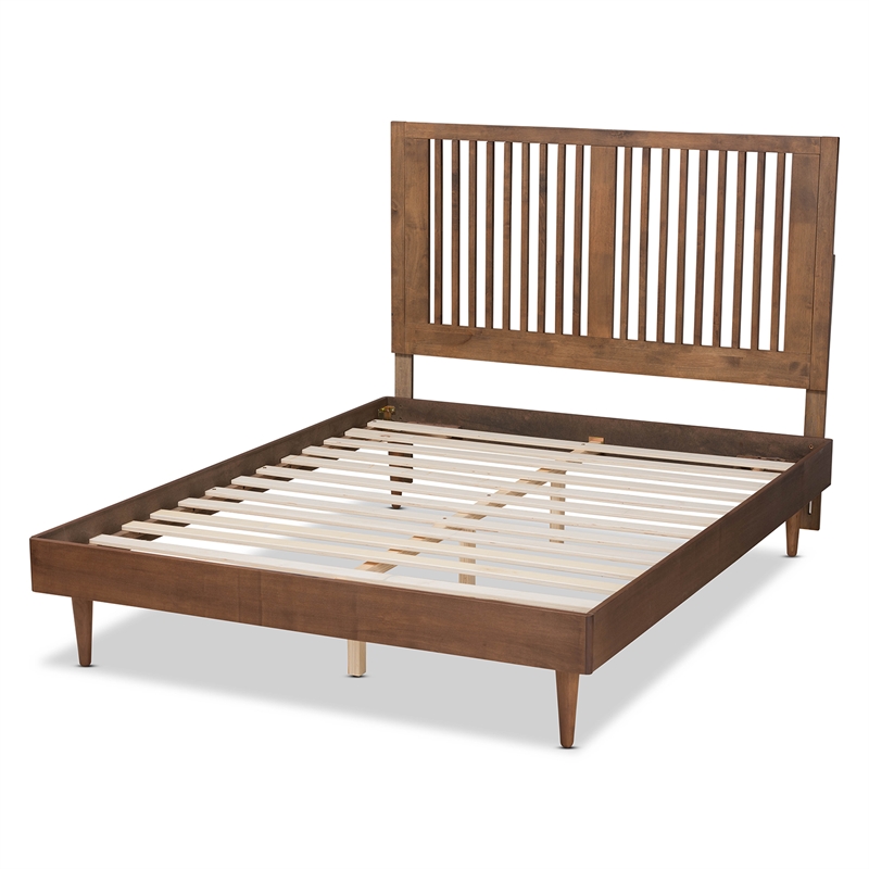 Baxton Studio Kioshi Ash Walnut Finished Wood Queen Size Platform Bed