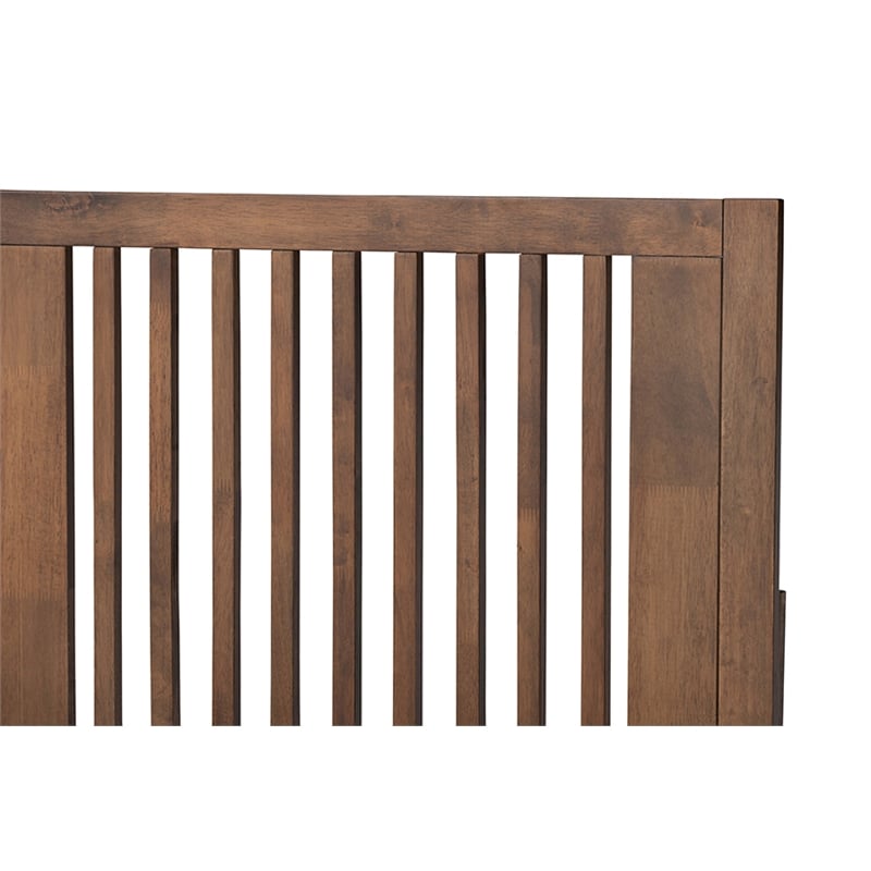 Baxton Studio Kioshi Ash Walnut Finished Wood Queen Size Platform Bed