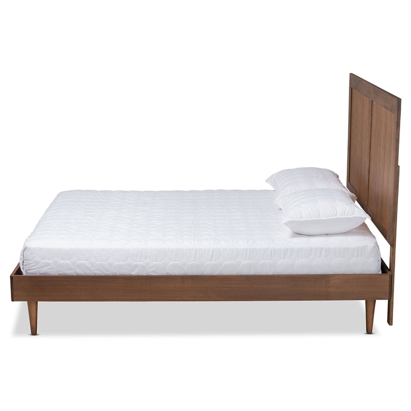 Baxton Studio Nicola Ash Walnut Finished Wood Queen Size Platform Bed