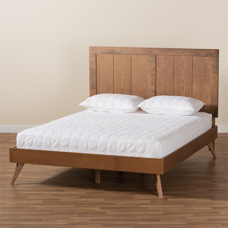 Baxton Studio Toru Ash Walnut Finished Wood King Size Platform Bed