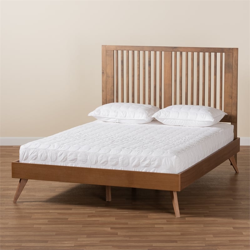 Baxton Studio Toru Ash Walnut Finished Wood King Size Platform Bed