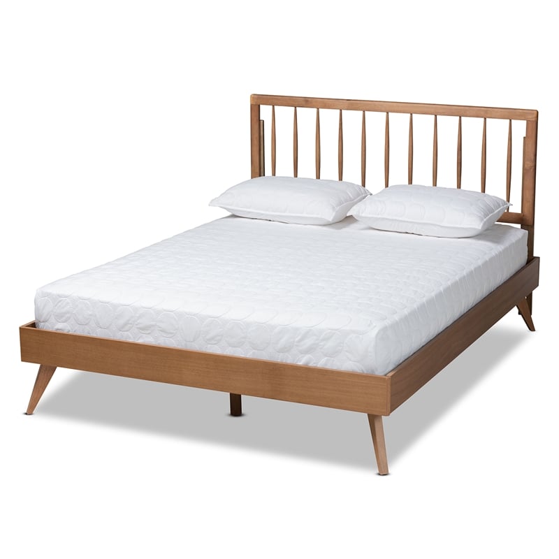 Baxton Studio Toru Ash Walnut Finished Wood King Size Platform Bed