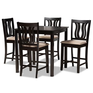 Baxton Studio Fenton Brown Finished Wood 5-Piece Pub Set